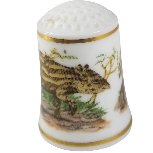 Vintage Lot of Six, Ceramic, Porcelain, and Metal Sewing Thimble Collection - Picture 2 of 15